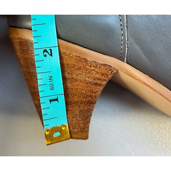 VTG FRYE Tall Leather Heeled Boots Womens 7 Rare Dark Gray - Picture 6 of 12